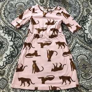 Old Navy Girls Dress, pink with pictures of cheetahs, size large 10/12